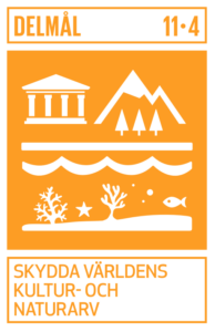 Logotyp för globala delmålet 11.4 Skydda världens kultur- och naturarv